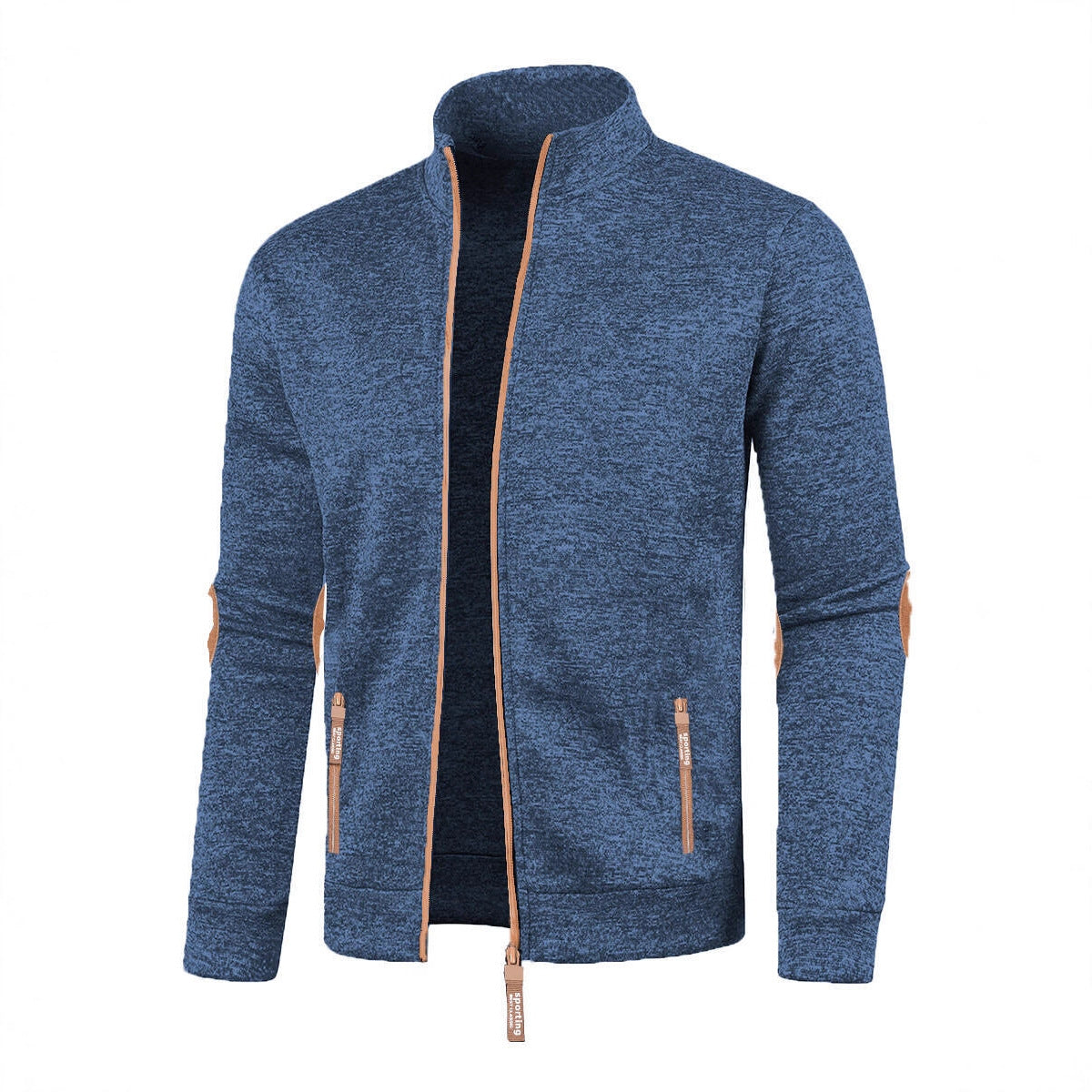 Men's Long Zipper Sweater Sleeve Light Fleece Coat Plus Size