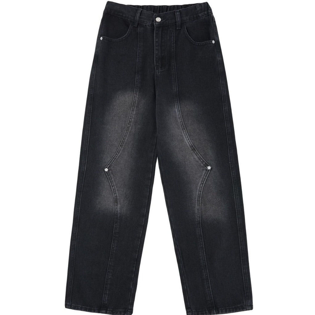 Men's Retro Patchwork Beaded Loose Jeans
