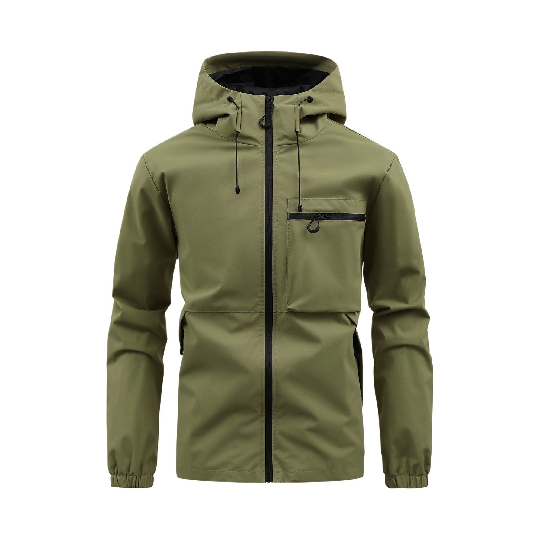 Men's Fashion Casual Hooded Solid Color Multi-pocket Work Pants Outdoor Coat