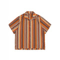 Ethnic Style Woven Contrast Color Cuban Collar Shirt