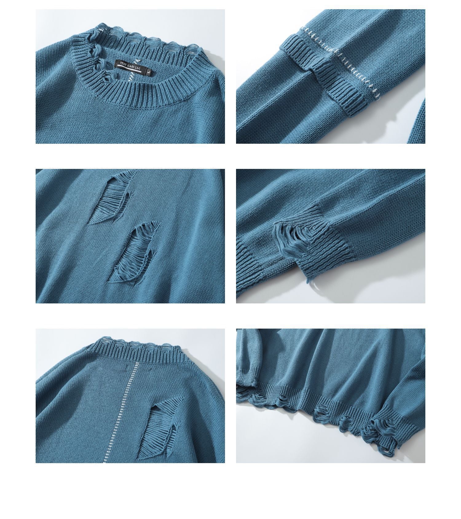Crew Neck Pullover Sweater Wool Embroidery Loose