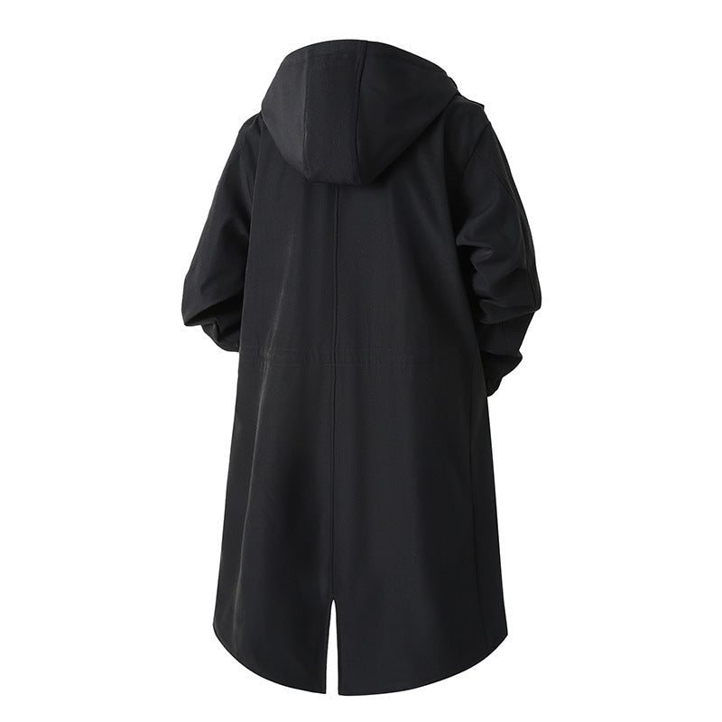 Men's Solid Color Large Size Casual Mid-length Trench Coat
