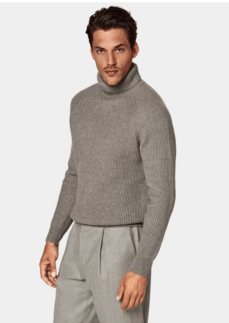 Cashmere Men's High-neck Knitted Sweater Fashionable Pullover