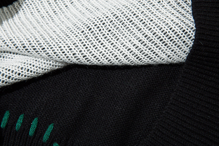 Fringed Sweater Round Neck Sweater With Rope Stitching