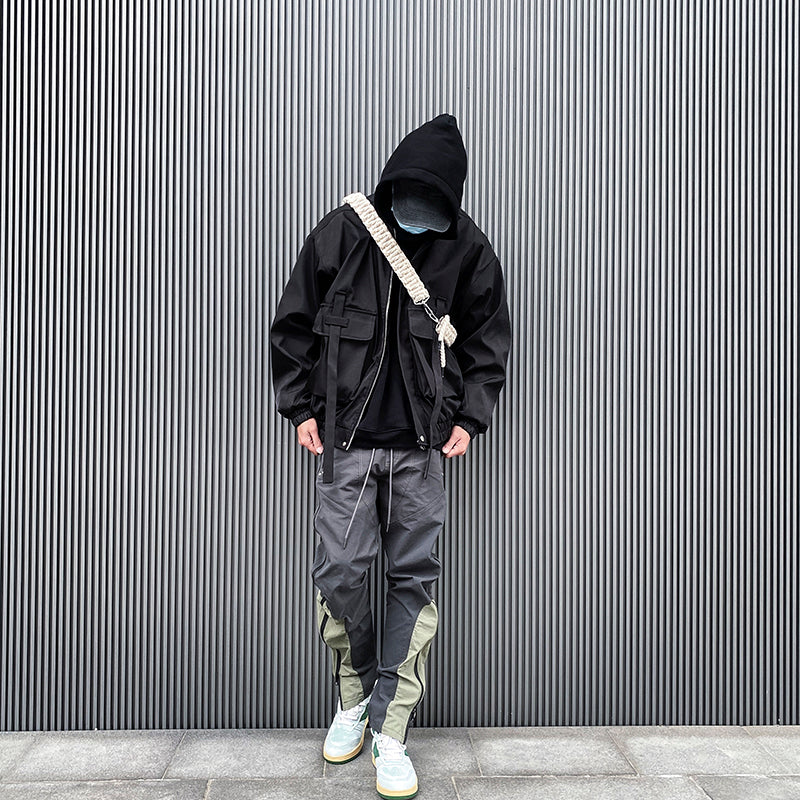 Nylon Trench Coat With Large Pockets And Streamers