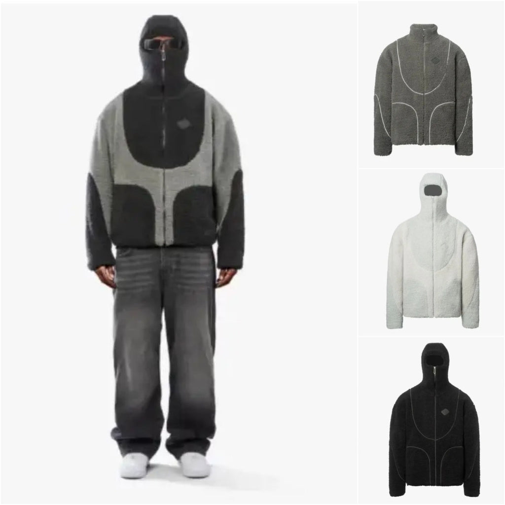 Men's Lamb Wool Hooded Zipper Coat