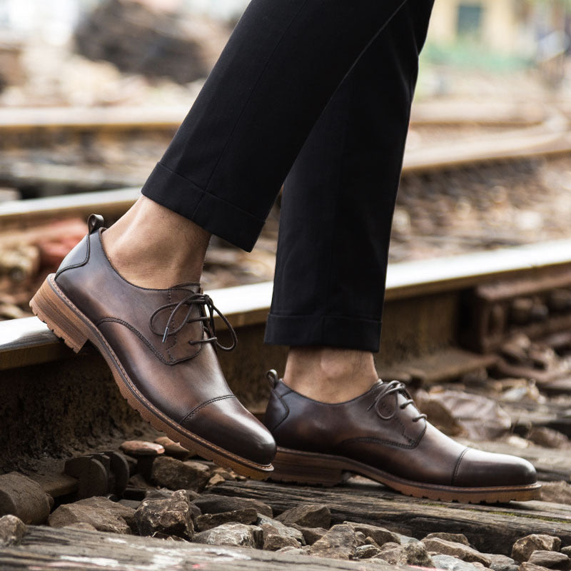 Casual Men's Business Three-joint Leather Shoes British Retro Handmade