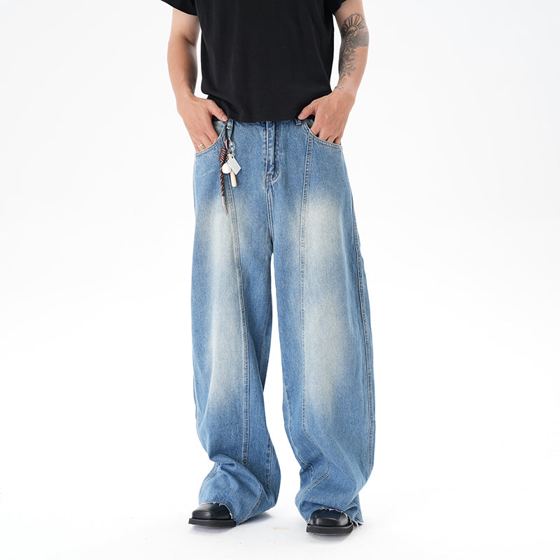 Cut Washed Vintage Washed Wide Leg Machete Jeans