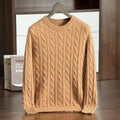 Pure Cashmere Shirt Men's Round Neck Three-strand Thickening