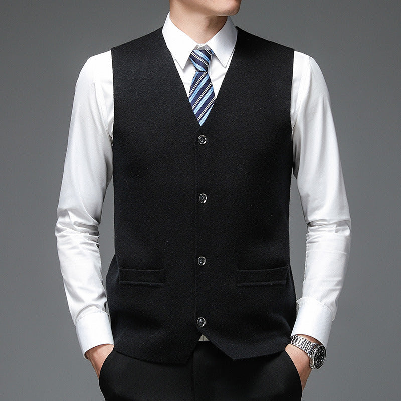 Youth Solid Color Gold Velvet Knitted Vest