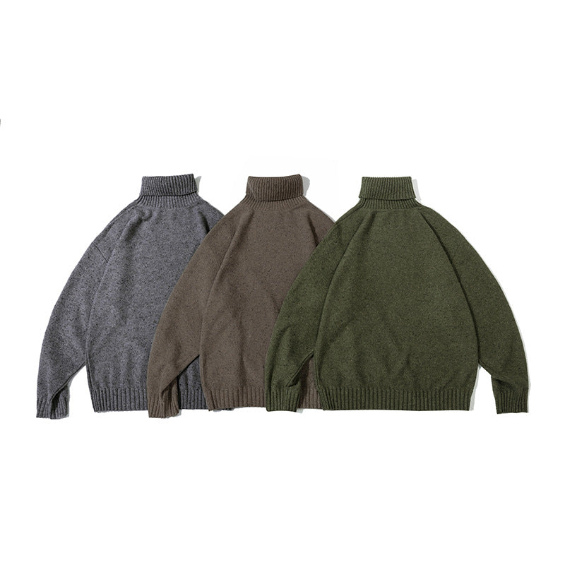 Solid Color Turtleneck Sweater Retro Loose Knitted Top