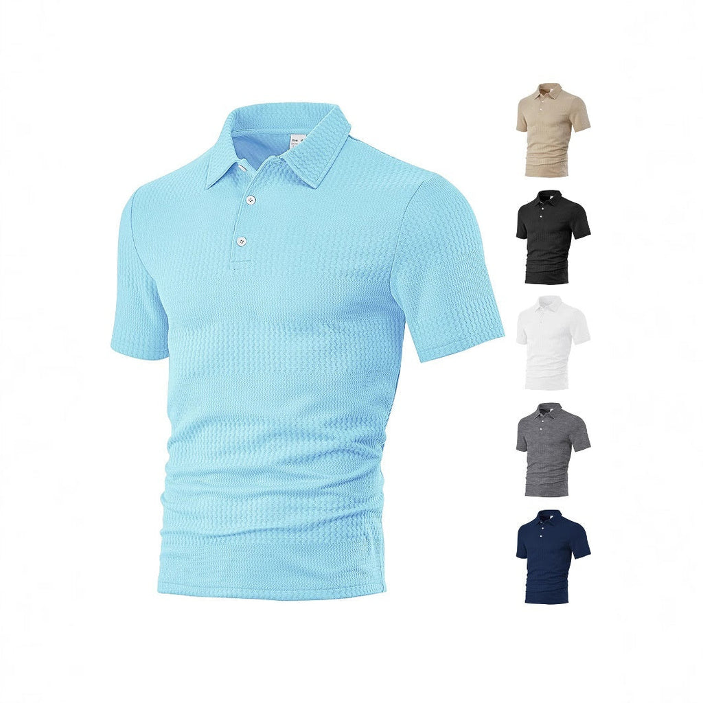 Men's Loose Casual Lapel Jacquard Short Sleeve