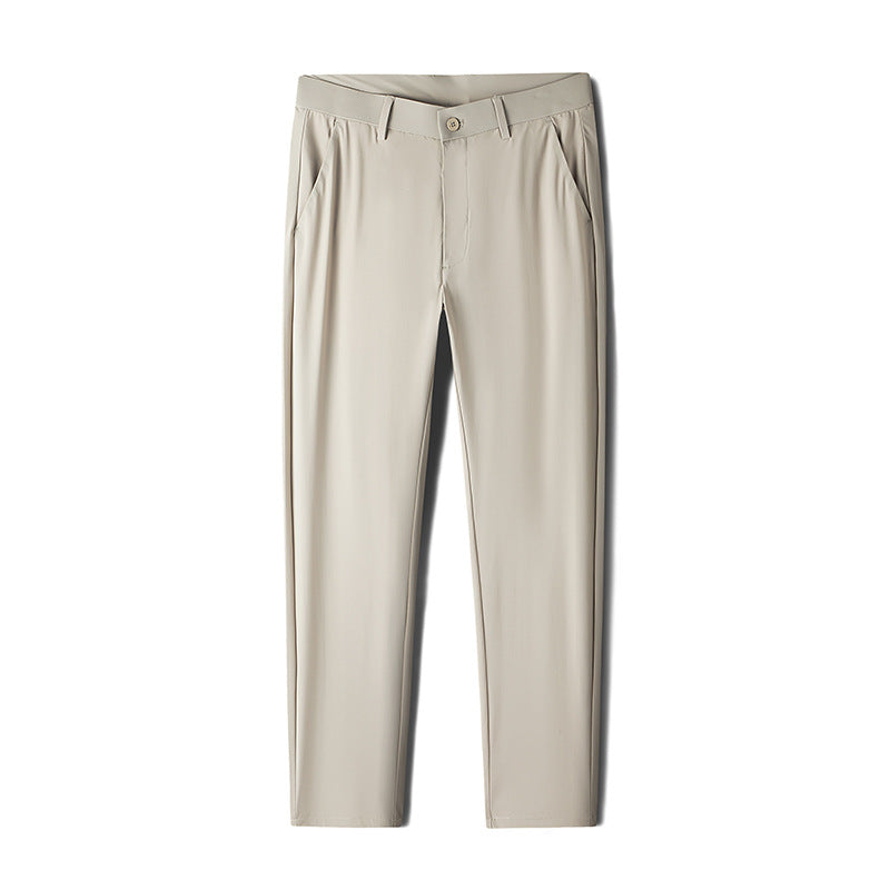 Summer Men's Suit Pants Ice Silk Thin Straight Loose