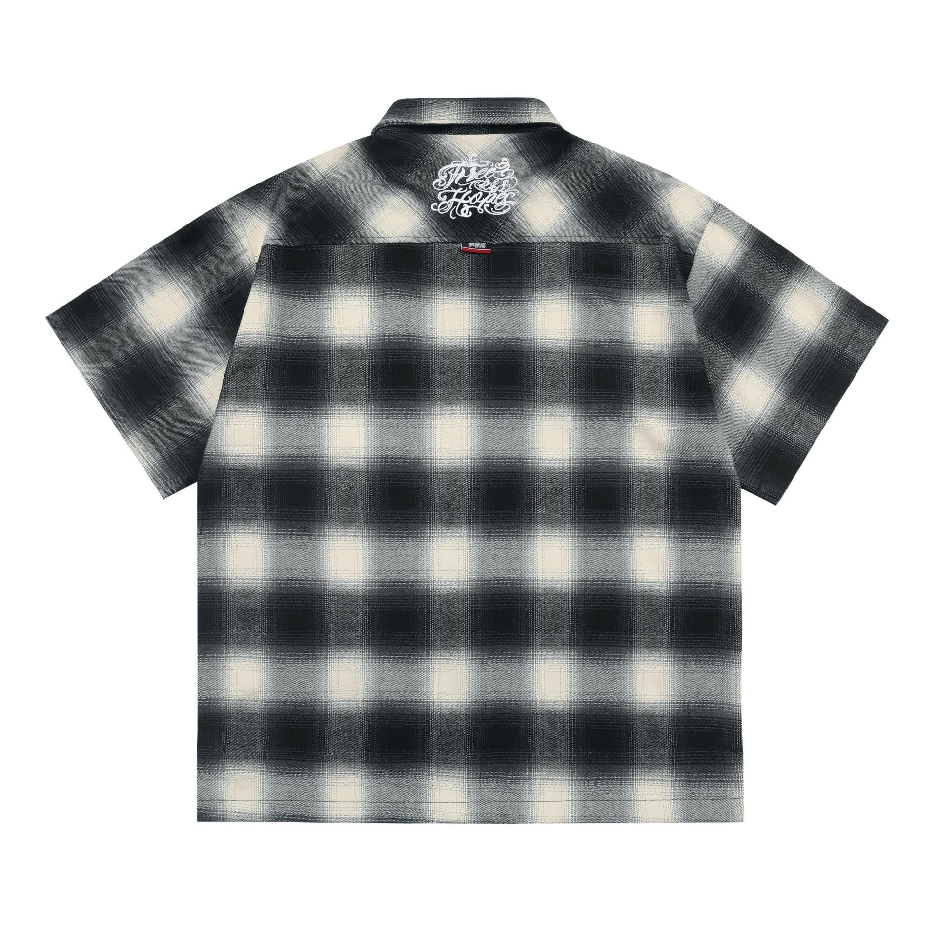 Large Plaid Classic Pocket Half Sleeve Cardigan Short Sleeve Shirt