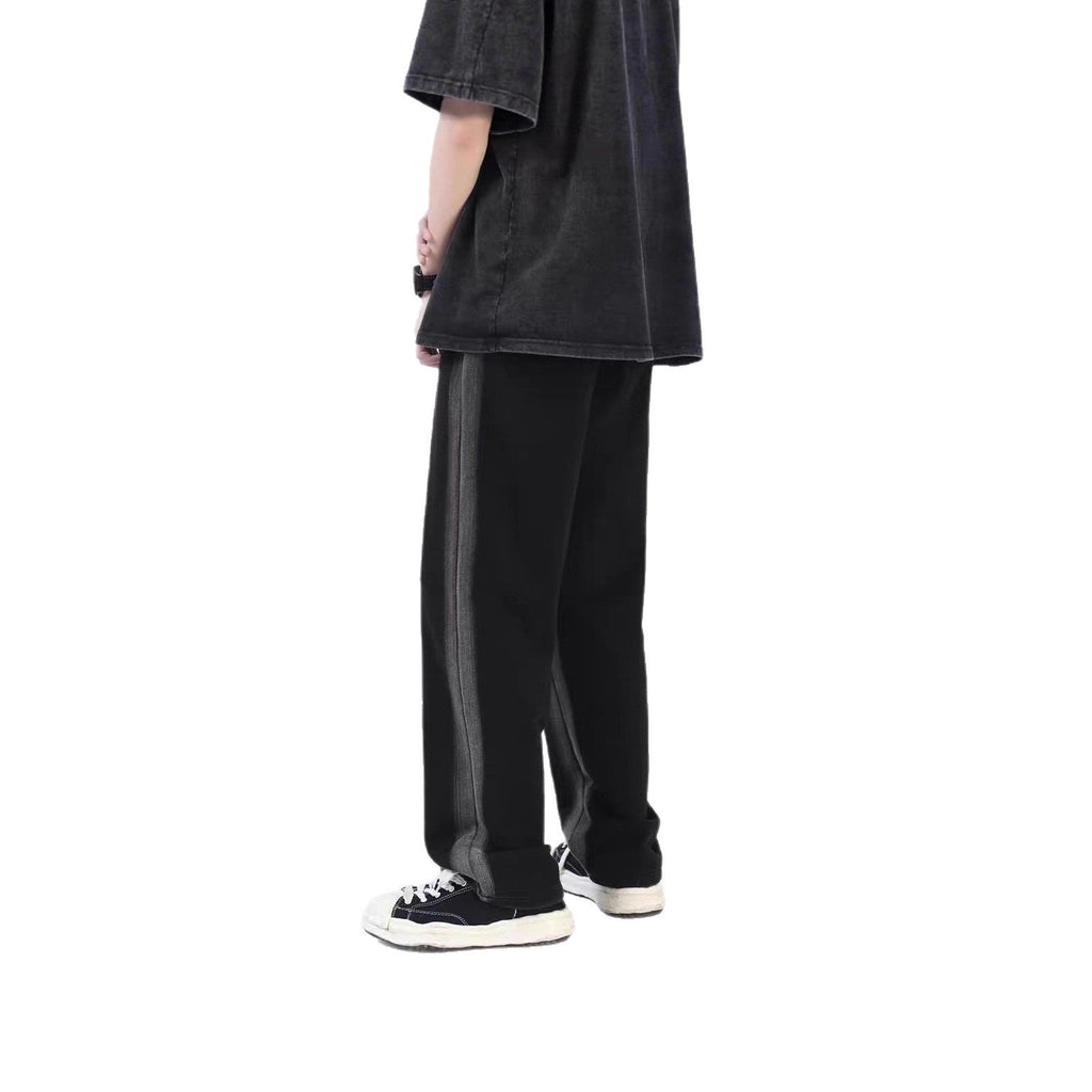 Men's Summer Trendy Brand Casual Pants Loose-fit Distressed Washed Straight-leg Design