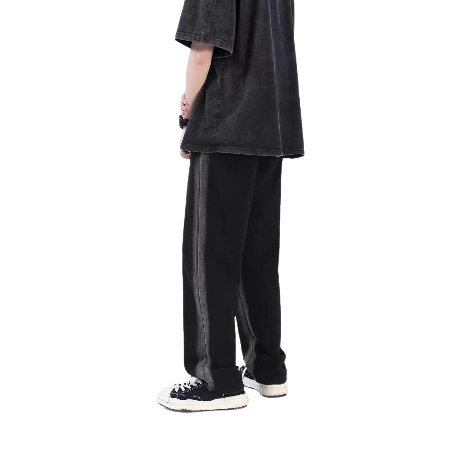 Men's Summer Trendy Brand Casual Pants Loose-fit Distressed Washed Straight-leg Design