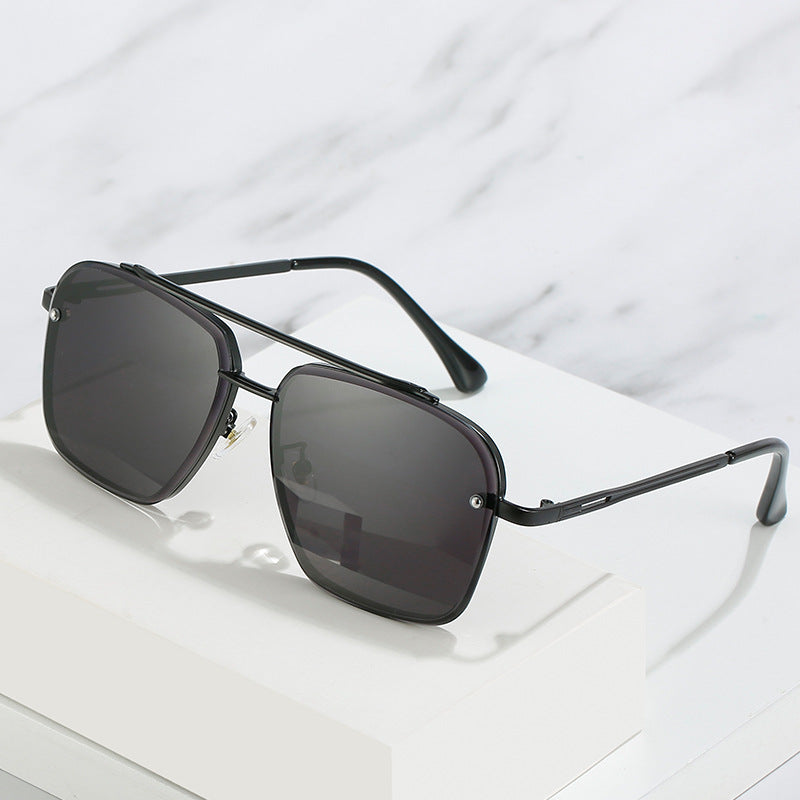 Double Bridge Cut Metal Glasses Sunglasses