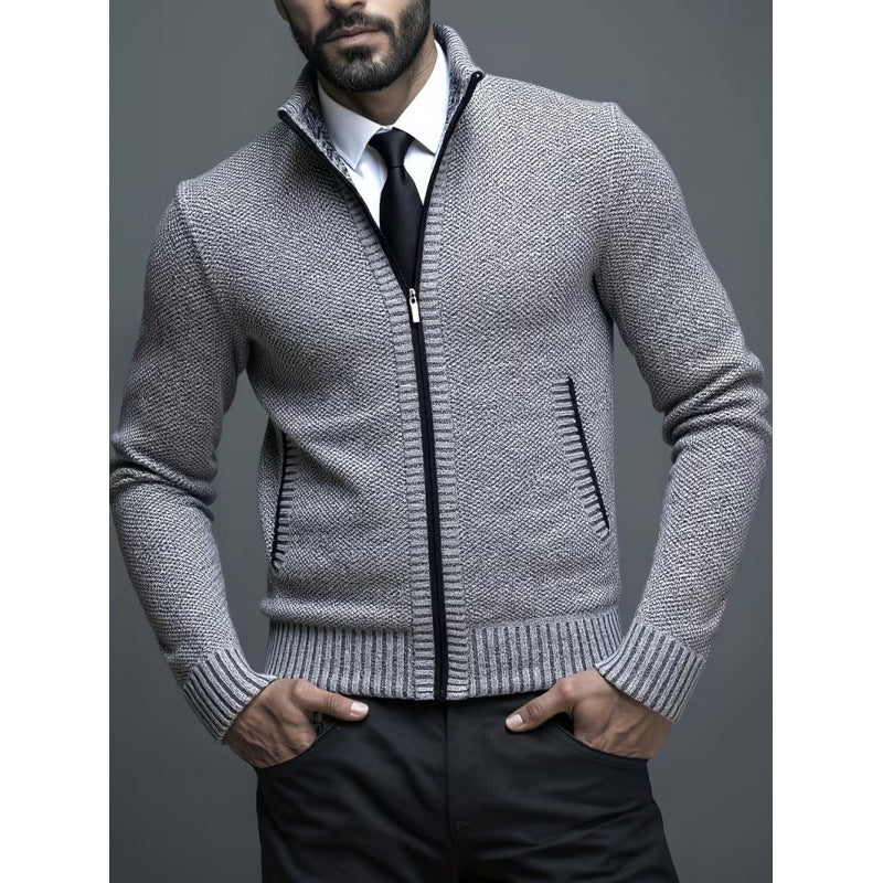 Men's Stand-up Collar Knitted Sweater Coat