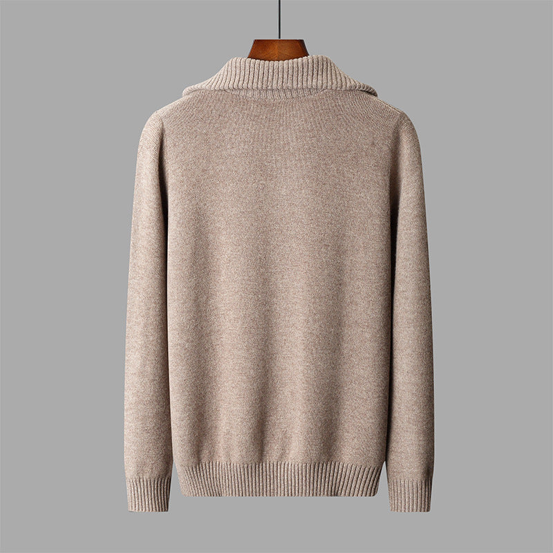 Men's Diamond-Pattern Sweater Casual Stand Collar Long Sleeves