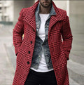 Plaid Lapel Single-breasted Mid-length trench Coat