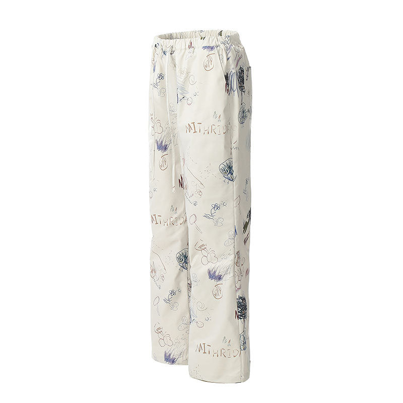 Graffiti Spray Paint Jeans Loose Wide-leg Straight Pants