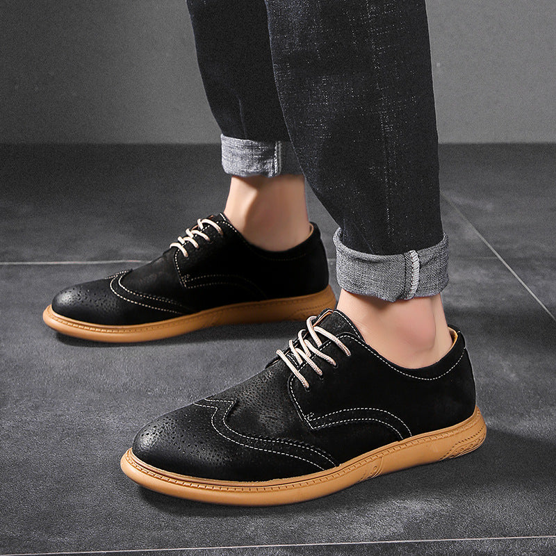 Business Formal Wear Genuine Leather Low Top Retro Lace Up Breathable Men's Shoes