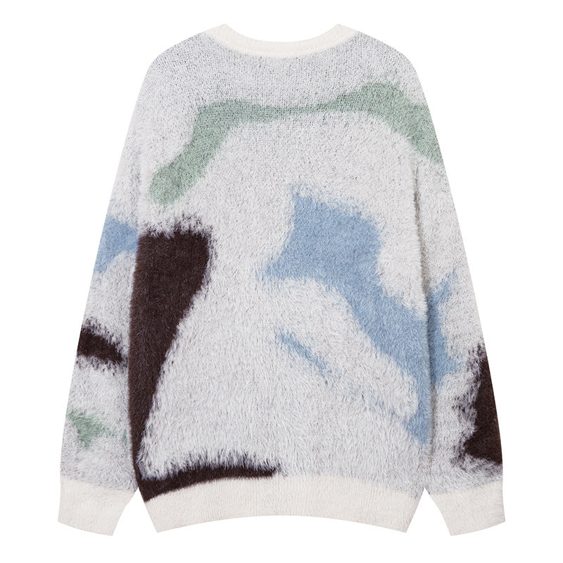Retro Contrast Color Horse Sweater For Men And Women