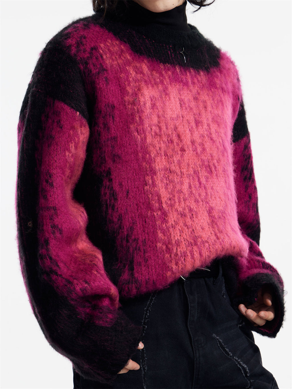 Gradient Design Super Warm Sweater Round Neck Loose Top