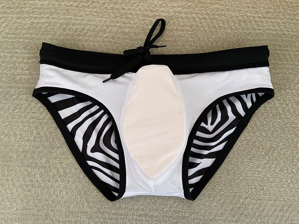 Zebra Print Swimming Trunks Male Sexy Personality Low Waist Briefs