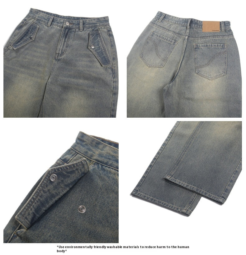 Autumn New Nostalgic Washed Straight Jeans