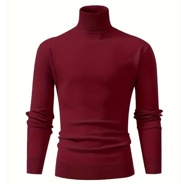 Knitted Sweater Men Soft Skin-friendly Casual Warm High-neck Sweater