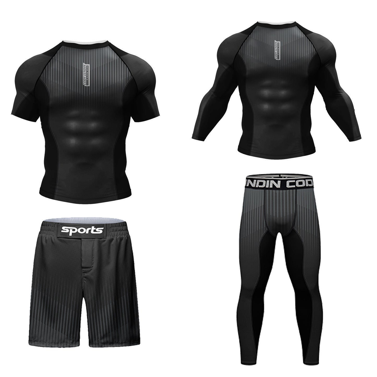 3D Printing Quick-drying Stretch Outdoor Fitness Basketball Sports Tights 4 PCs Set