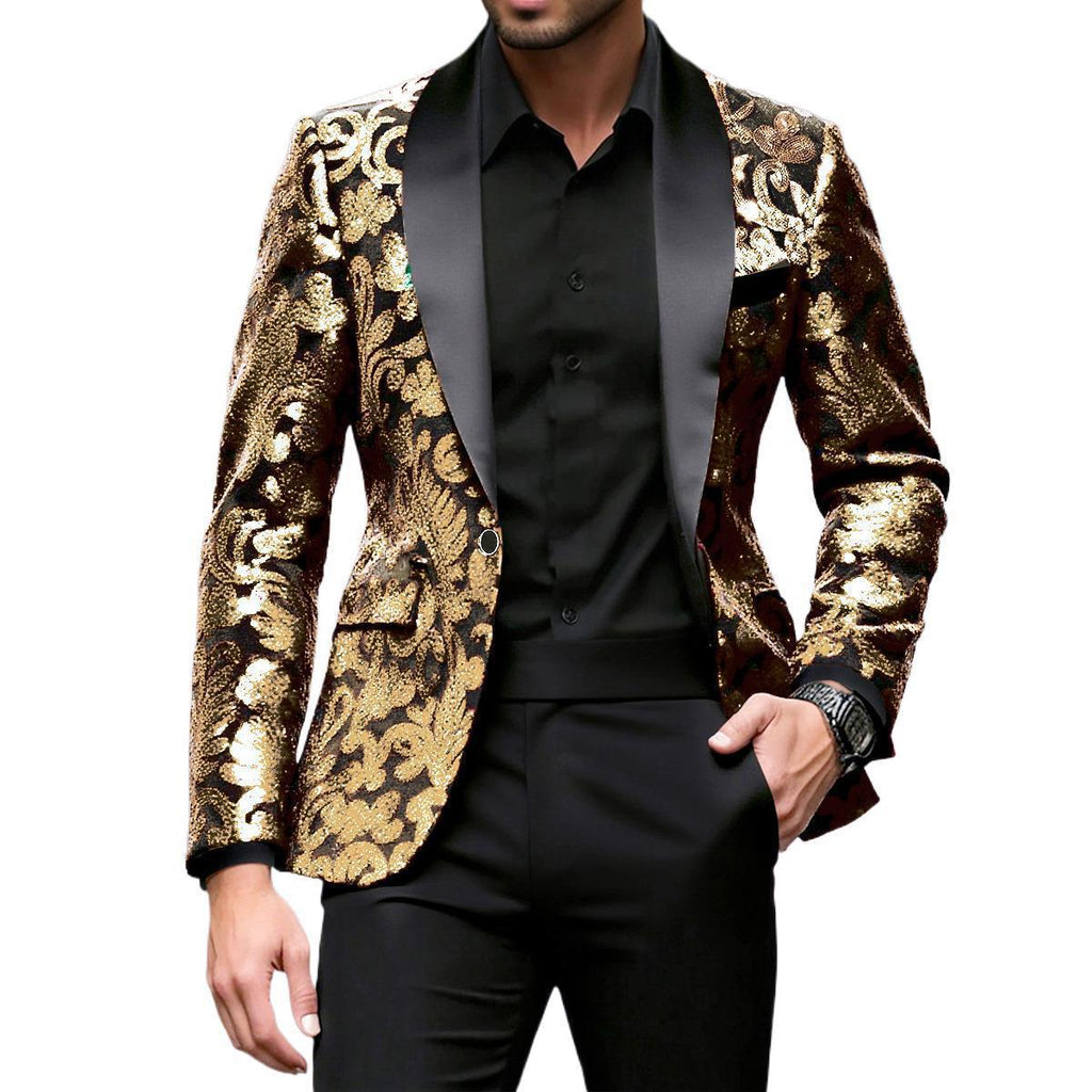 Men's Loose And Versatile Velvet Sequin Suit Jacket
