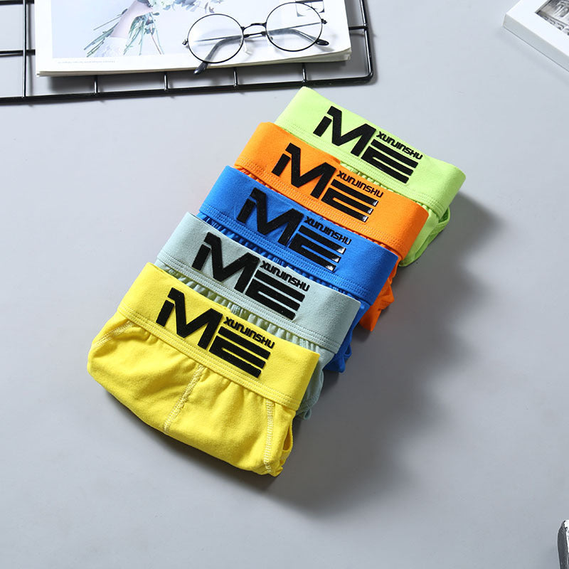 Pure Cotton Men's Underwear Sexy Youth Breathable 3D Embossed Briefs Personality Trendy Men's Cotton Shorts