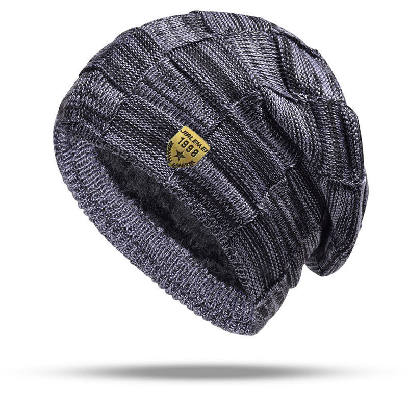 Leisure Warm Sleeve Cap Velvet-added Thickness Knitted Hat Pile Heap Cap
