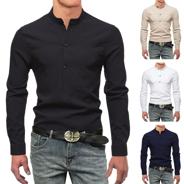 Business Men's European Size Draping Solid Color Shirt Micro