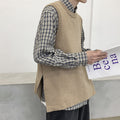 Men's Long Sleeve Slit Sweater With Sleeveless Vest