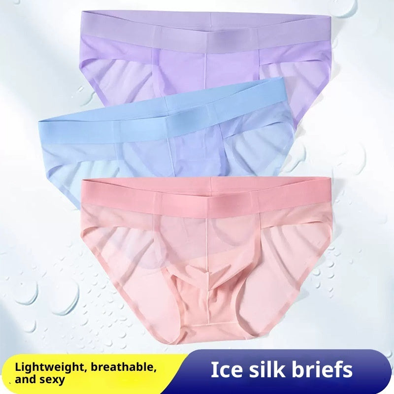 Summer Men's Ice Silk Underwear, Seamless And Enlarged U-shaped Pouch
