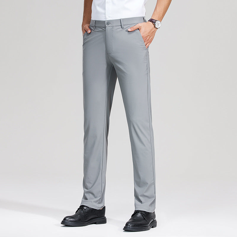 Summer Men's Suit Pants Ice Silk Thin Straight Loose
