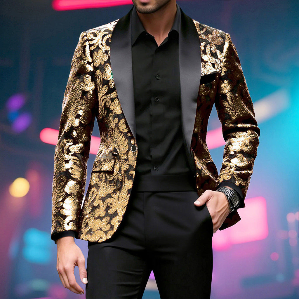 Men's Loose And Versatile Velvet Sequin Suit Jacket