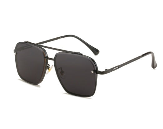 Double Bridge Cut Metal Glasses Sunglasses
