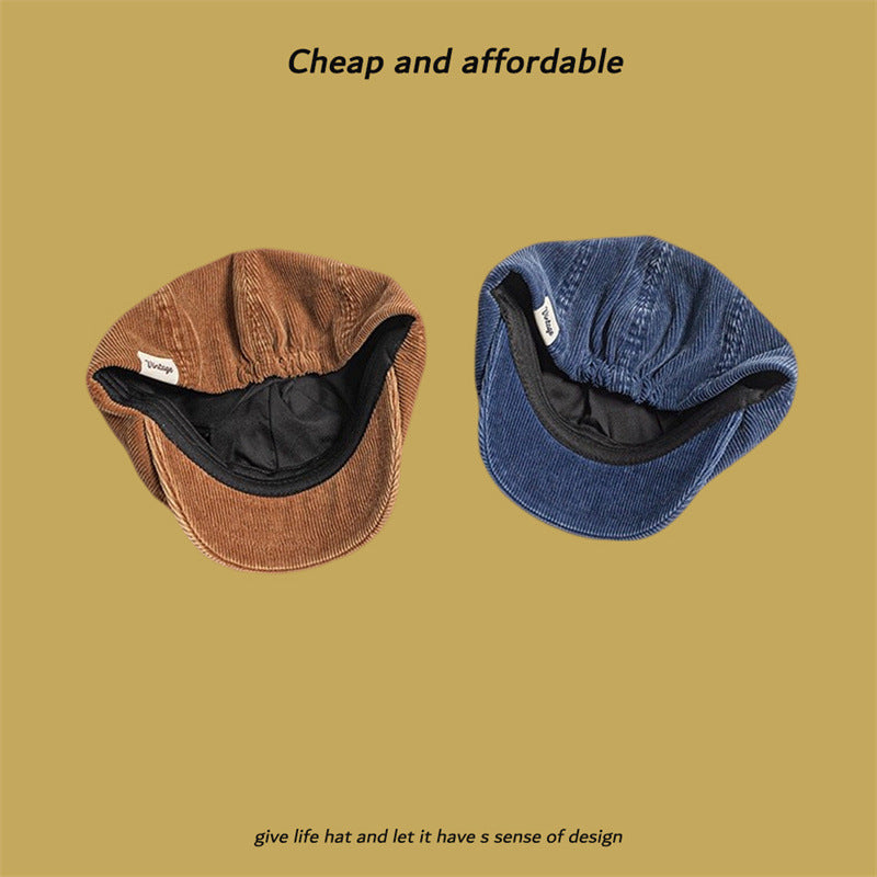 Corduroy Eight-panel Cap Men's Japanese Retro Literary