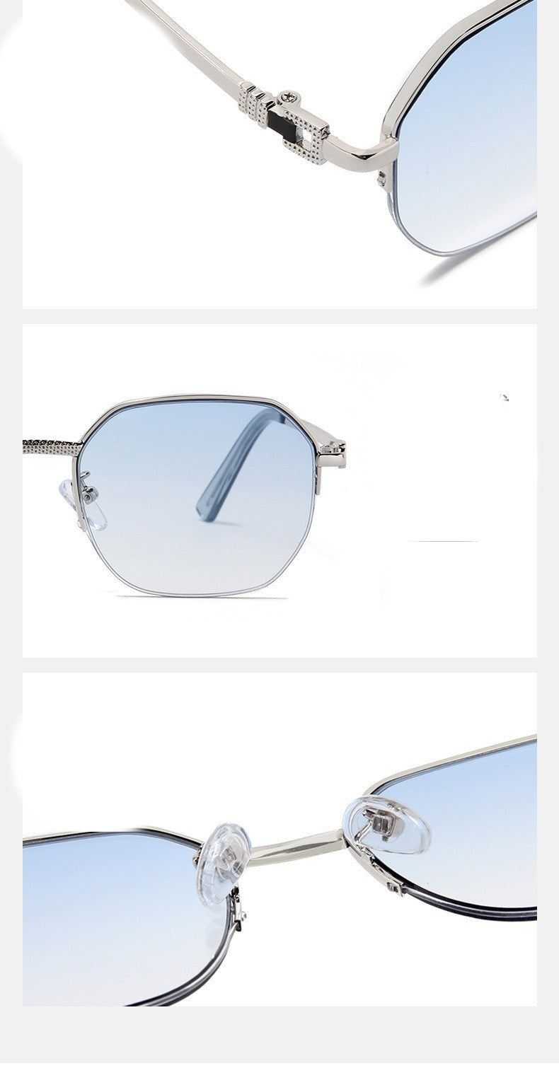 Half-frame Two-color Gradient Sunglasses