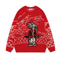 American-style Street Fashion Jacquard Round Neck Knitted Sweater
