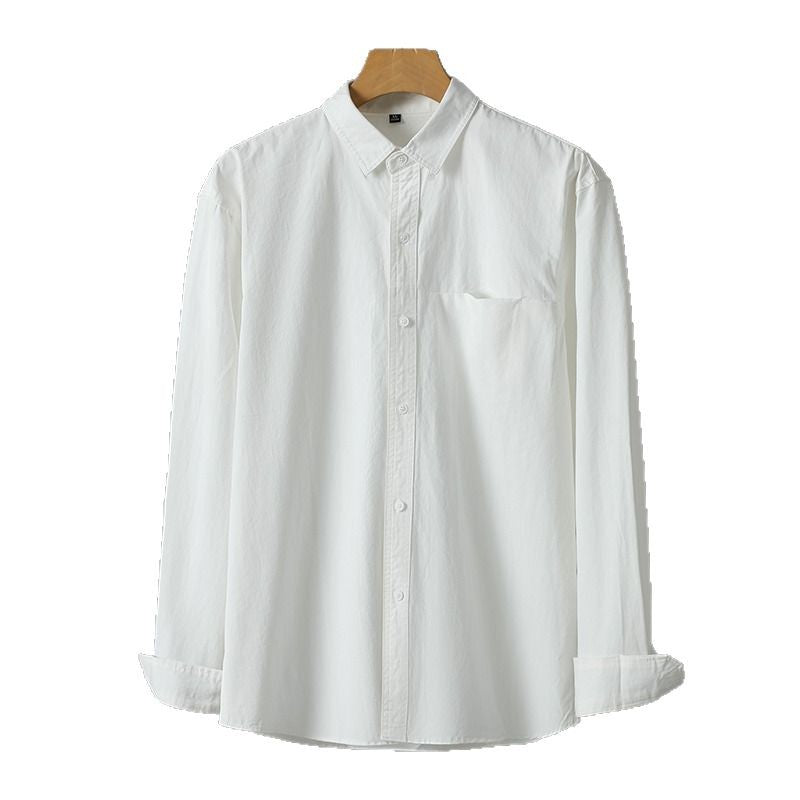 Casual Solid Color Men's Purified Cotton Long Sleeve Shirt