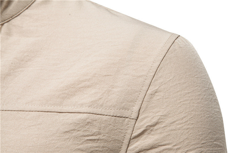 Business Men's European Size Draping Solid Color Shirt Micro