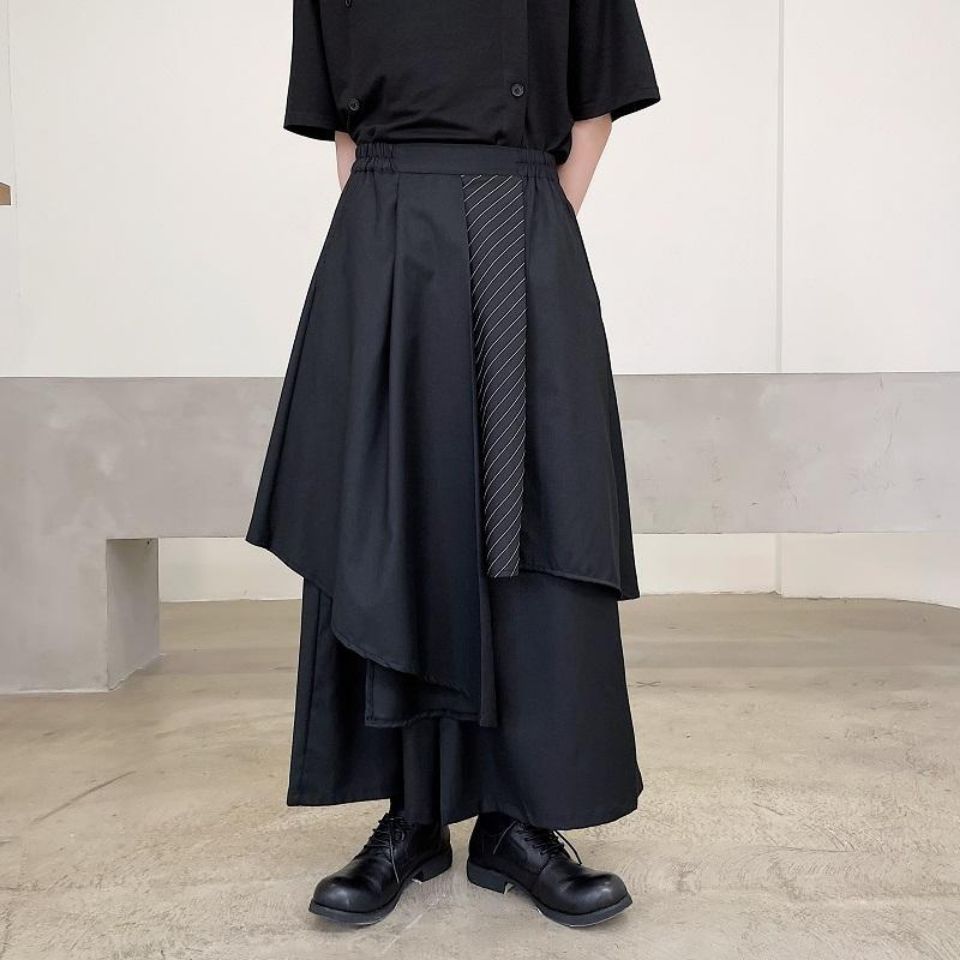 Wide-leg Pants Faux Two-piece Patchwork