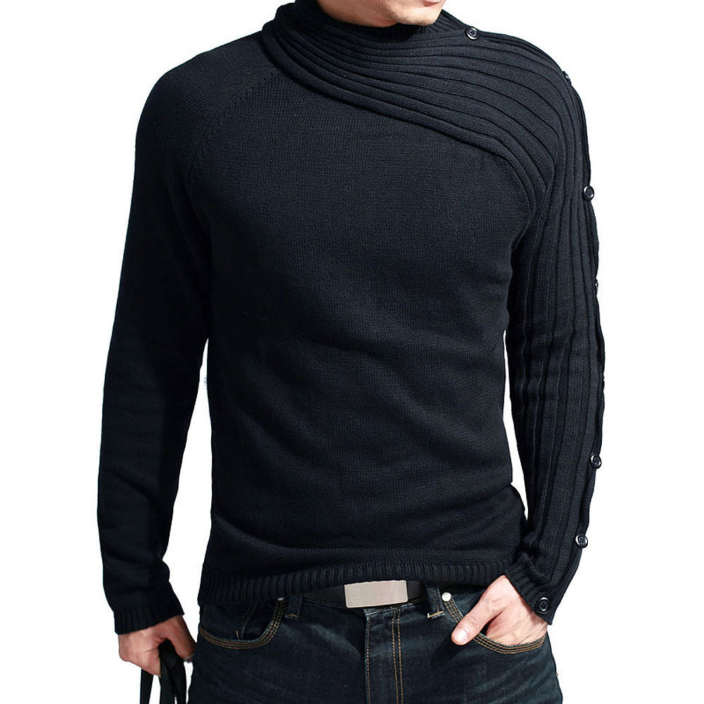 Men's Slim Knit Sweater Fashion Scarf Collar Base