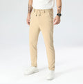 Drawstring Waist Slim Straight Stretch Dress Pants