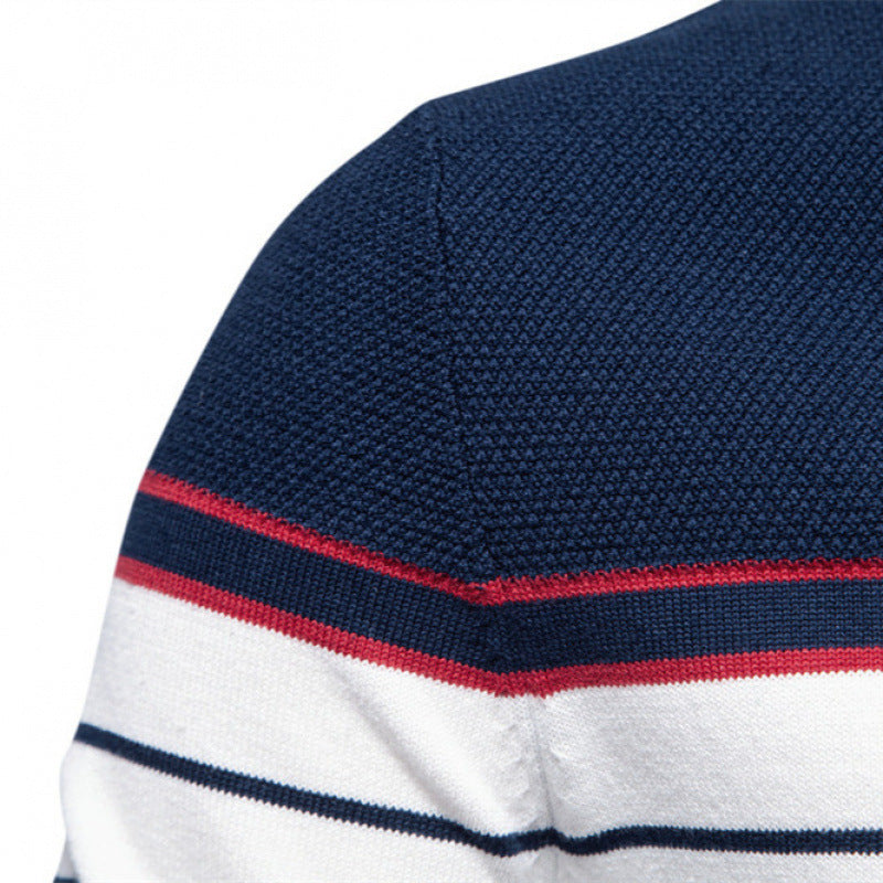 Striped Color Matching Long Sleeve Men's Knitwear sweater